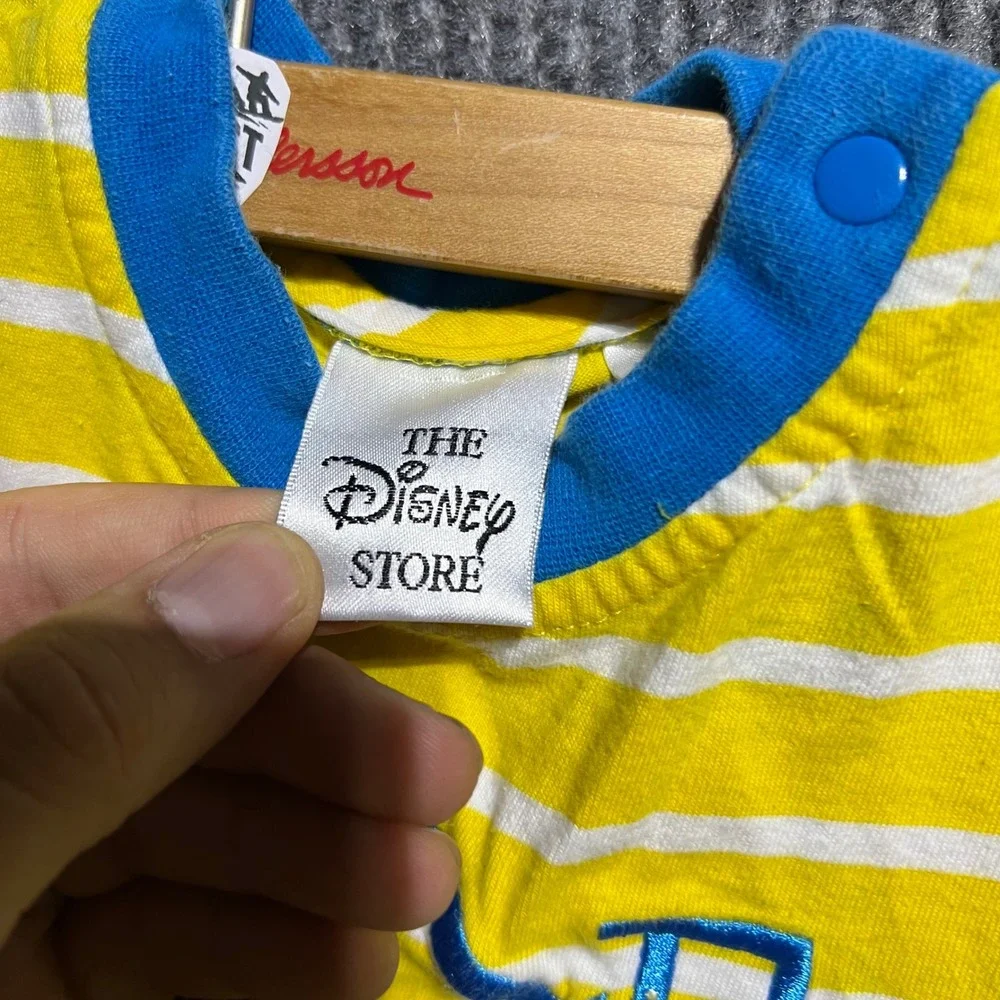 Vintage The Disney Store Tigger Romper Kids 12M Yellow Striped Embroidered Snaps
